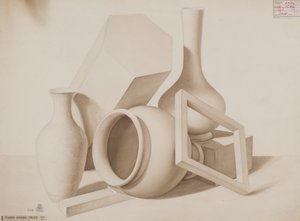 Studie [Vázy, čtverec a šestiúhelník], kolem 1881 (wash drawing)