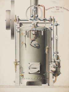 Vertikální parní stroj, 5HP (akvarel)