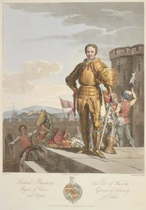 Richard Beauchamp (1381-1439) hrabě z Warwicku, Anno 1439, ilustrace z „Kostým původních obyvatel Britských ostrovů od nejstarších období do 6. století...“ od sira Samuela Rushe Meyricka a C.H. Smith, publikoval 1815 (barva