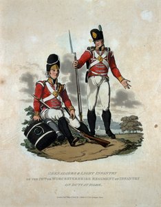Granátníci a lehká pěchota 29. nebo Worcestershire Regiment of Infantry on Duty at Home, z 