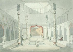 Interiér perské lázně v Kermanshah (akvarel na papíře) od Charles Hamilton Smith