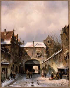 Vesnická pouliční scéna v zimě, 1893