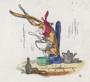 Králík trpící nachlazením (barevné rytí) od Charles Henry (after) Bennett