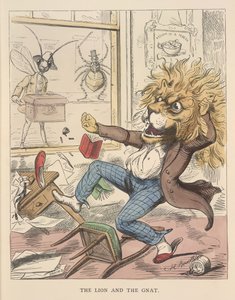 Lev a Gnat, ilustrace z „Bajky Ezop a další“