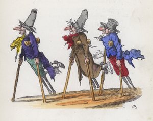 Tři invalidní žebráci (barevná rytina) od Charles Henry (after) Bennett