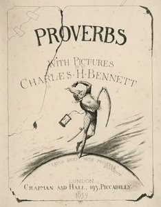 Ilustrace na titulní straně knihy Přísloví s obrázky od Charlese H. Bennetta (rytina) od Charles Henry (after) Bennett