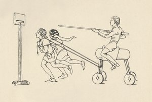 Chlapci hrají na Riding at the Quintain Romance of Alexander, asi 1340. Bodleian, 1931 od Charles Henry Bourne Quennell