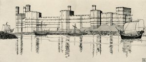 Exteriér hradu Caernarvon, Severní Wales, 1931 od Charles Henry Bourne Quennell