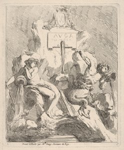 Design pro fontánu se sedící nymfou vlevo a tritonem držícím mušli u úst ..., 1768. od Charles Hutin