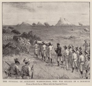 Pohřeb seržanta Warringhama, který byl zabit v potyčce (rytina) od Charles J. (after) Staniland