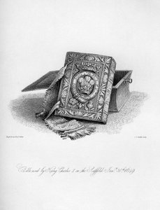 Bible použitá králem Karlem I. na lešení, 30. ledna 1649, 1840