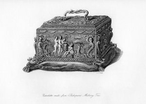 Vyřezávaná kazeta vyrobená ze dřeva Shakespearovy moruše, 18. století, 1840