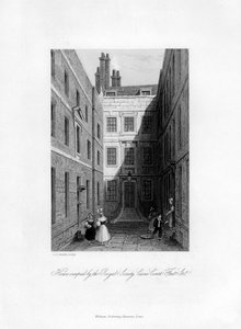 Dům obsazený Královskou společností, Crane Court, Fleet Street, 1678-1760, 1840