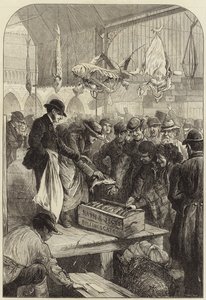 Rybí aukce na Columbia Market od Charles J. Staniland
