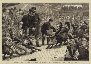 Dětská párty na palubě HMS Minotaur, Přetahování lanem od Charles J. Staniland