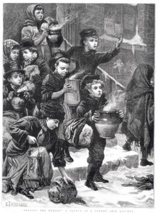 Feeding the Hungry, Londýnská polévková kuchyně, 1880 od Charles J. Staniland