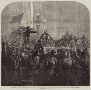 Uvnitř Paříže rudí republikáni vnikají do zasedací místnosti prozatímní vlády v Hotel De Ville od Charles J. Staniland
