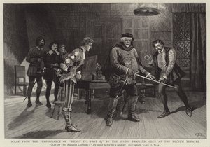 Scéna z představení Jindřicha IV., část I, Irving Dramatic Club v divadle Lyceum od Charles J. Staniland