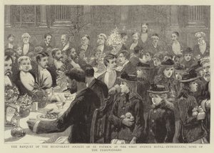 Banket Benevolentní společnosti svatého Patrika v hotelu First Avenue, který představuje některé z laureátů od Charles J. Staniland