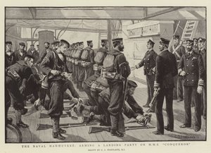 Námořní manévry, vyzbrojení výsadku na lodi HMS Conqueror od Charles J. Staniland
