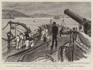 Námořní manévry, vážení kotvy na palubě HMS Benbow z flotily C, u Torquay od Charles J. Staniland