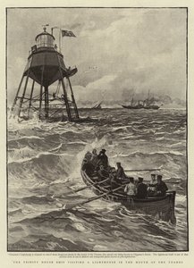 Loď Trinity House navštěvující maják v ústí Temže od Charles J. Staniland