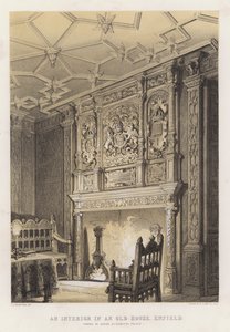 Interiér ve starém domě, Enfield, známém jako palác královny Alžběty od Charles James Richardson