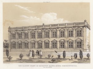 Zahradní průčelí Brympton Manor House, Somersetshire, Inigo Jones, architekt (barva litho)