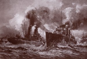 Boj s torpédoborcem (litho)