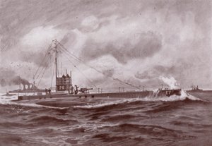 Ponorka na hladině (litho)