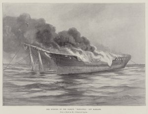 The Burning of the Barque Blengspadl z Margate od Charles John de Lacy