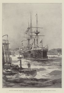 Námořní manévry, operace záložní flotily, HMS Alexandra, vlajková loď admirála Domvilea, v zátoce Tor