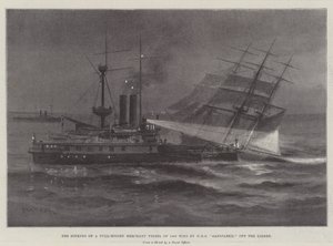 Potopení plně zmanipulované obchodní lodi o hmotnosti 1400 tun od HMS Sanspareil z ještěrky od Charles John de Lacy