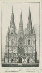 Katedrála Lichfield - Západní fronta: rytina, 1819 od Charles Joseph Hullmandel
