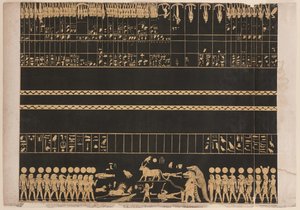 Zodiak z hrobky Psammis v Thébách, Nová říše, ilustrace z „Šest nových ilustrativních desek výzkumů a operací v Egyptě a Núbii, Giovanni Battista Belzoni