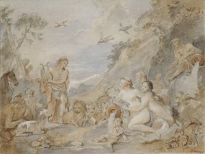 Orpheus okouzlující nymfy, dryády a zvířata, 1757. od Charles Joseph Natoire