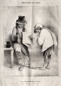 Karikatury dne: Čtení pařížských záhad. od Charles Joseph Traviès de Villers