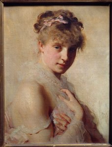 Portrét mladé dívky. Obraz Charlese Chaplina (1825-1891)
