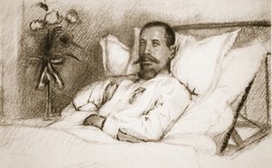 Vůdce, jehož zraněný sir Ian Hamilton nazval neštěstí: Generál Gouraud, v nemocnici v Paříži, z The Illustrated War News, 1915 litho