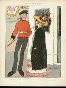 Ilustrace Chas-Laborde (1886-1941) v Le Lire, 27/07/12 - Láska a peníze - Anglie Velká Británie, Láska, Móda, Klobouk