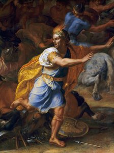 Vyděšený muž. Detail bitvy u Arbels (starověk). Obraz Charlese Lebruna (Le Brun) (1619-1690) od Charles Le Brun