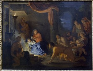 Klanění pastýřů. (Olej na plátně od Charles Le Brun