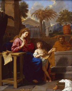 Svatá rodina v Egyptě s Kristem při čtení hebrejského písma (olej na plátně) od Charles Le Brun