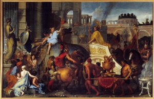 Triumf Alexandra nebo Vstup Alexandra Velikého v Babylonu Malba Charlese Lebruna (Le Brun) (1619-1690) Slunce ze 17. století. 4,5x7,7m od Charles Le Brun