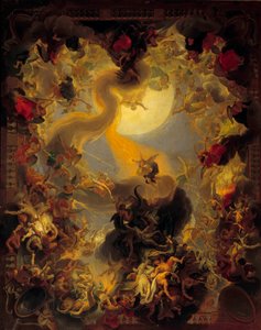 Pád vzbouřených andělů. Obraz Charlese Lebruna (Le Brun) (1619-1690) od Charles Le Brun