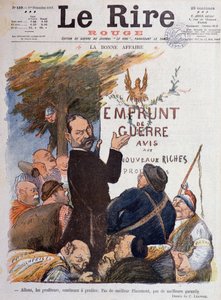 První světová válka (1914-1918): Karikatura na podporu válečné půjčky, zdroj příjmů pro zisky obohacené obchodem s uhlím, střelivem a droby - Kresba Charlese Leandre (1862-1934), na obálku Le Rire Rouge od Charles Leandre