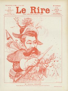 Francouzský politik Aristide Briand. Ilustrace pro Le Rire