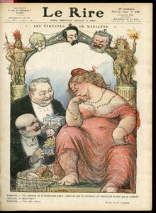 Ilustrace Charlese Leandra (1862-1934) pro obálku Le Rire, 3.1.14 - Les strennes de Marianne - Tribun - Clemenceau George, Jaures Jean, Briand Aristide, Marianne, Caillaux Joseph (1863-1944) od Charles Leandre