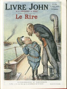 Ilustrace Charlese Leandra (1862-1934) pro obálku Le Rire, 03/06/22 - Itálie, SSSR - Victor Emmanuel 1er, Gueorgui Titcherine (1872-1936) od Charles Leandre