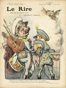 Ilustrace Charlese Leandra (1862-1934) pro obálku Le Rire, 26.06.09 - Dojemný rozhovor - Hudba, kytara - William II., Nicolas II. od Charles Leandre